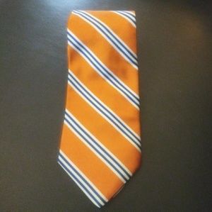 J.Crew Orange and White Blue Stripe Silk Tie